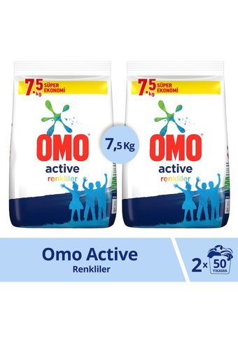 Omo Active Fresh Renkliler İçin 100 Yıkama Toz Deterjan 2x7.5 kg
