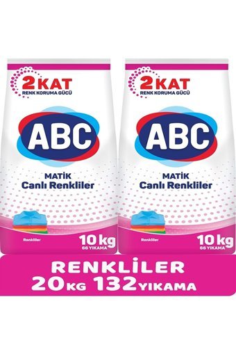 Abc Matik Renkliler İçin 132 Yıkama Toz Deterjan 2x10 kg