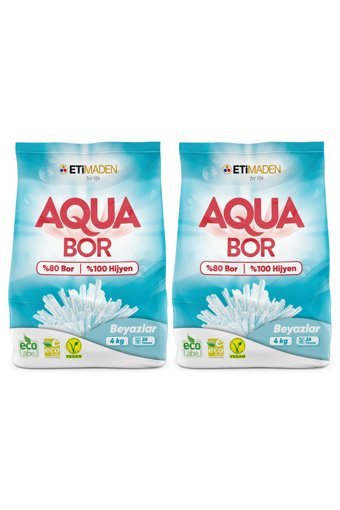 Eti Maden Aquabor Beyazlar İçin 52 Yıkama Toz Deterjan 2x4 kg