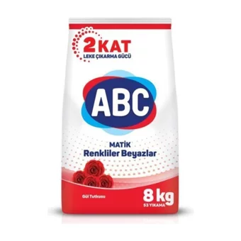 Abc Matik Gül Tutkusu Renkliler ve Beyazlar İçin 106 Yıkama Toz Deterjan 2x8 kg