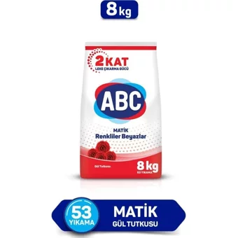 Abc Matik Gül Tutkusu Renkliler ve Beyazlar İçin 106 Yıkama Toz Deterjan 2x8 kg