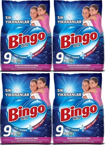 Bingo Matik Renkliler ve Beyazlar İçin 240 Yıkama Toz Deterjan 4x9 kg