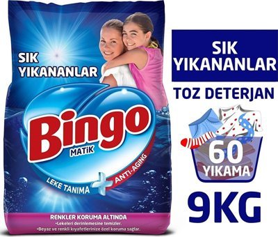 Bingo Matik Renkliler ve Beyazlar İçin 240 Yıkama Toz Deterjan 4x9 kg