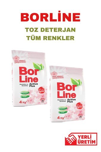 Borline Active Plus Renkliler ve Beyazlar İçin 60 Yıkama Toz Deterjan 2x4 kg