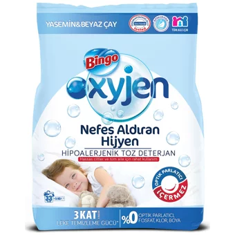 Bingo Renkliler ve Beyazlar İçin 33 Yıkama Toz Deterjan 5 kg