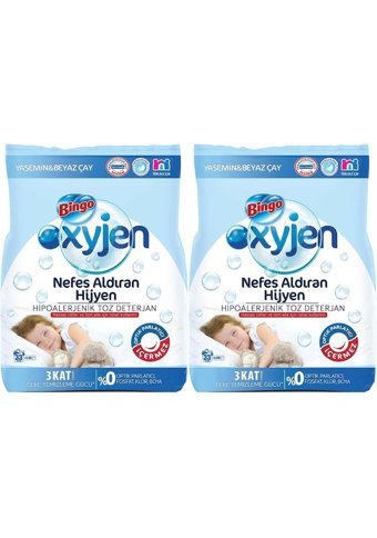 Bingo Oksijen Hipoalerjenik Yasemin ve Beyaz Çay Renkliler ve Beyazlar İçin 66 Yıkama Toz Deterjan 2x5 kg