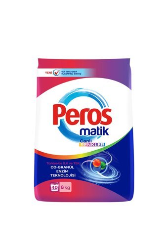 Peros Matik Renkliler İçin 40 Yıkama Toz Deterjan 6 kg