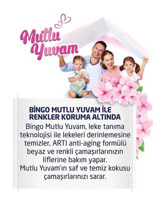 Bingo Matik Mutlu Yuvam Renkliler ve Beyazlar İçin 53 Yıkama Toz Deterjan 8 kg