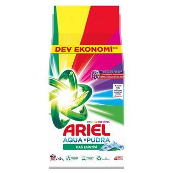 Ariel Aqua Pudra Dağ Esintisi Renkliler İçin 80 Yıkama Toz Deterjan 12 kg