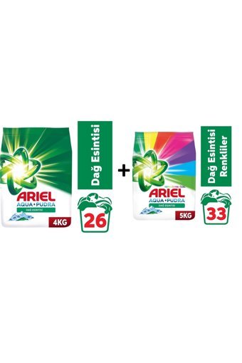 Ariel Aqua Pudra Renkliler ve Beyazlar İçin 59 Yıkama Toz Deterjan 9 kg