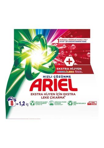 Ariel Oxi Extra Hijyen Renkliler İçin 8 Yıkama Toz Deterjan 1.2 kg
