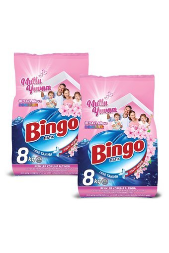 Bingo Matik Mutlu Yuvam Renkliler ve Beyazlar İçin 106 Yıkama Toz Deterjan 2x8 kg