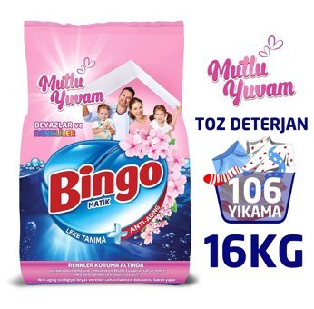 Bingo Matik Mutlu Yuvam Renkliler ve Beyazlar İçin 106 Yıkama Toz Deterjan 2x8 kg