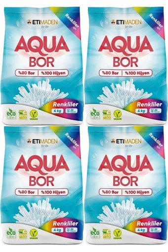 Eti Maden Matik Aqua Bor Renkliler İçin 104 Yıkama Toz Deterjan 4x4 kg