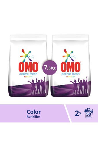 Omo Renkliler ve Beyazlar İçin 100 Yıkama Toz Deterjan 2x7.5 kg