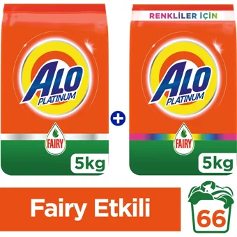 Alo Platinum Fairy Etkili Renkliler İçin 66 Yıkama Toz Deterjan 2x5 kg