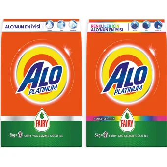 Alo Platinum Fairy Etkili Renkliler İçin 66 Yıkama Toz Deterjan 2x5 kg