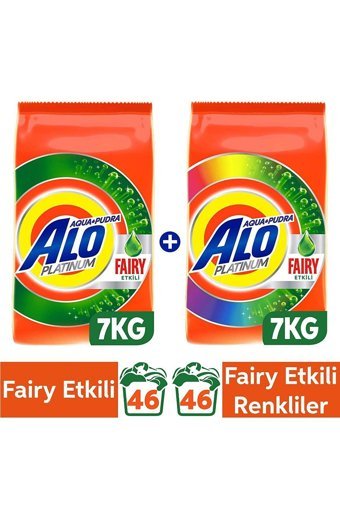 Alo Platinum Fairy Etkili Renkliler ve Beyazlar İçin 92 Yıkama Toz Deterjan 2x7 kg