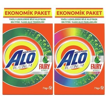 Alo Platinum Fairy Etkili Renkliler ve Beyazlar İçin 92 Yıkama Toz Deterjan 2x7 kg