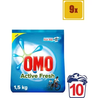 Omo Matik Active Fresh Beyazlar İçin 90 Yıkama Toz Deterjan 9x1.5 kg