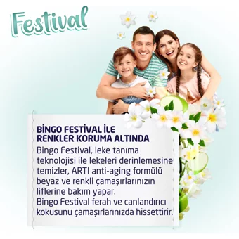 Bingo Matik Festival Renkliler ve Beyazlar İçin 80 Yıkama Toz Deterjan 12 kg
