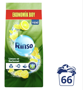Rinso Limon ve Karbonat Renkliler ve Beyazlar İçin 66 Yıkama Toz Deterjan 10 kg