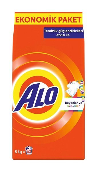Alo Renkliler ve Beyazlar İçin 53 Yıkama Toz Deterjan 8 kg