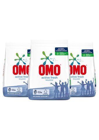 Omo Active Fresh Beyazlar İçin 108 Yıkama Toz Deterjan 3x5.5 kg