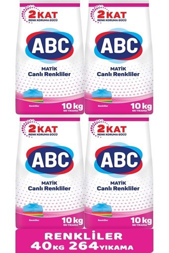Abc Matik Renkliler İçin 264 Yıkama Toz Deterjan 4x10 kg