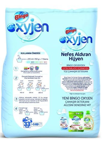 Bingo Oksijen Hipoalerjenik Yasemin ve Beyaz Çay Renkliler ve Beyazlar İçin 99 Yıkama Toz Deterjan 3x5 kg