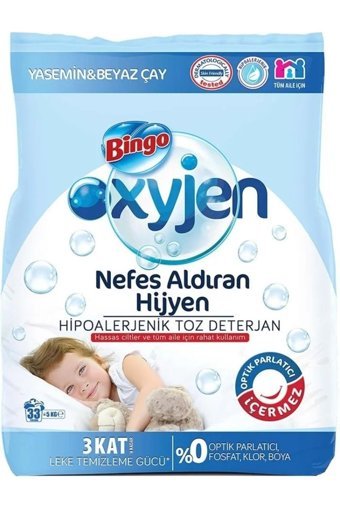 Bingo Oksijen Hipoalerjenik Yasemin ve Beyaz Çay Renkliler ve Beyazlar İçin 132 Yıkama Toz Deterjan 4x5 kg