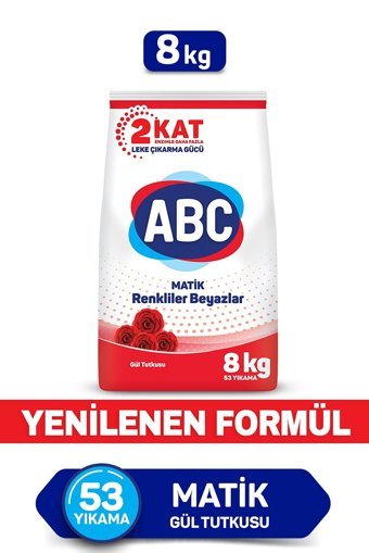 ABC Matik Gül Tutkusu Renkliler ve Beyazlar İçin 53 Yıkama Toz Deterjan 8 kg