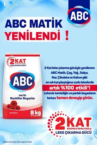 ABC Matik Gül Tutkusu Renkliler ve Beyazlar İçin 53 Yıkama Toz Deterjan 8 kg