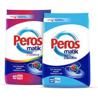 Peros Matik Renkliler ve Beyazlar İçin 92 Yıkama Toz Deterjan 2x7 kg