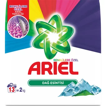 Ariel Dağ Esintisi Renkliler İçin 13 Yıkama Toz Deterjan 2 kg