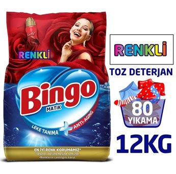 Bingo Matik Renkliler İçin 80 Yıkama Toz Deterjan 2x6 kg