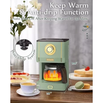 Amaste Plastik Filtreli Karaf 25 Fincan 600 W Yeşil Filtre Kahve Makinesi