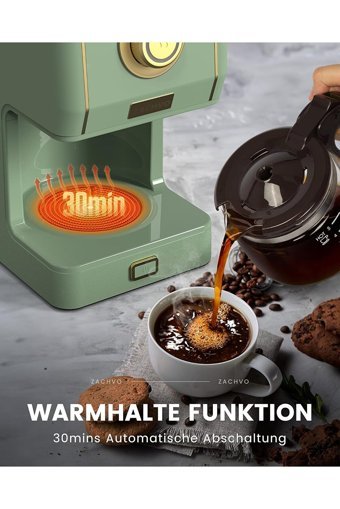 Zachvo Plastik Filtreli Karaf 0.65 L Hazne Kapasiteli 6 Fincan Akıllı 240 W Yeşil Filtre Kahve Makinesi