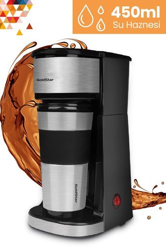 Goldstar ST7312 Plastik Filtreli Termoslu 0.45 L Hazne Kapasiteli 1 Fincan Mini 750 W İnox Filtre Kahve Makinesi
