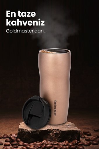 Goldmaster Gezgin Plastik Filtreli Termoslu 0.45 L Hazne Kapasiteli 4 Fincan 750 W Rose Gold Filtre Kahve Makinesi