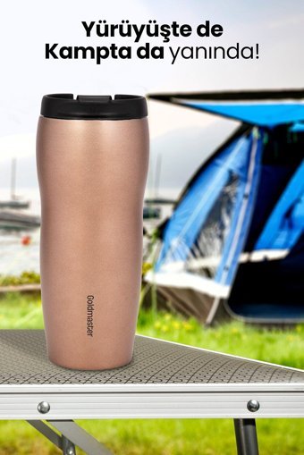Goldmaster Gezgin Plastik Filtreli Termoslu 0.45 L Hazne Kapasiteli 4 Fincan 750 W Rose Gold Filtre Kahve Makinesi