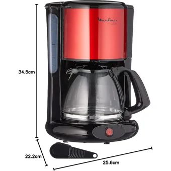 Moulinex FG360D Subito Paslanmaz Çelik Filtreli Karaf 1.25 L Hazne Kapasiteli 10 Fincan 1000 W Siyah Filtre Kahve Makinesi