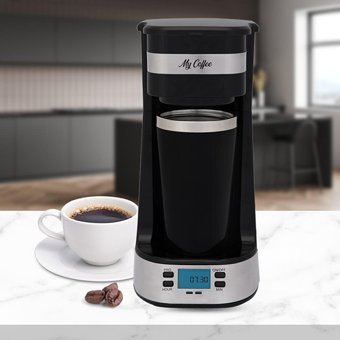 My Coffee Touch Mc-107 Zaman Ayarlı Paslanmaz Çelik Filtreli Bardaklı 0.45 L Hazne Kapasiteli 1 Fincan Mini 750 W Siyah Filtre Kahve Makinesi