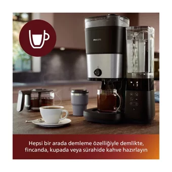 Philips HD7900/01 All-In-1 Brew Zaman Ayarlı Paslanmaz Çelik Filtreli Karaf 1.25 L Hazne Kapasiteli 10 Fincan 1000 W Siyah Filtre Kahve Makinesi
