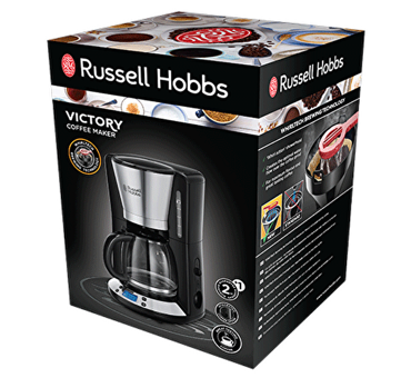 Russell Hobbs 24030-56 Victory Zaman Ayarlı Paslanmaz Çelik Filtreli Karaf 1.25 L Hazne Kapasiteli 10 Fincan 1000 W Siyah Filtre Kahve Makinesi
