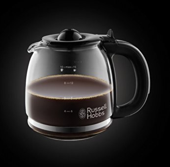 Russell Hobbs 24030-56 Victory Zaman Ayarlı Paslanmaz Çelik Filtreli Karaf 1.25 L Hazne Kapasiteli 10 Fincan 1000 W Siyah Filtre Kahve Makinesi