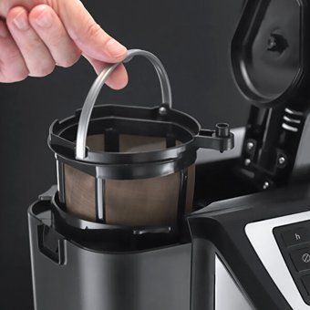 Russell Hobbs 22000-56 Victory Grind & Brew Zaman Ayarlı Paslanmaz Çelik Filtreli Karaf 1.25 L Hazne Kapasiteli 12 Fincan 1025 W Siyah Filtre Kahve Makinesi
