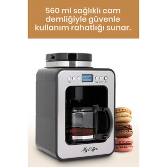 My Coffee Wake Up Zaman Ayarlı Paslanmaz Çelik Filtreli Karaf 1 L Hazne Kapasiteli 10 Fincan 1000 W İnox Filtre Kahve Makinesi