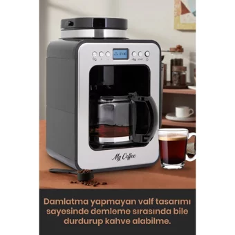 My Coffee Wake Up Zaman Ayarlı Paslanmaz Çelik Filtreli Karaf 1 L Hazne Kapasiteli 10 Fincan 1000 W İnox Filtre Kahve Makinesi
