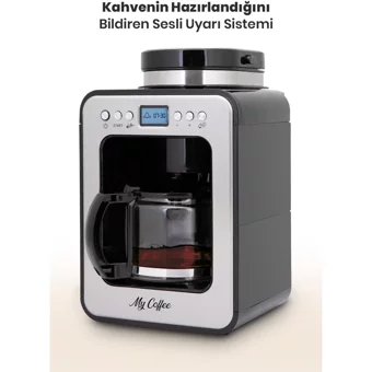 My Coffee Wake Up Zaman Ayarlı Paslanmaz Çelik Filtreli Karaf 1 L Hazne Kapasiteli 10 Fincan 1000 W İnox Filtre Kahve Makinesi